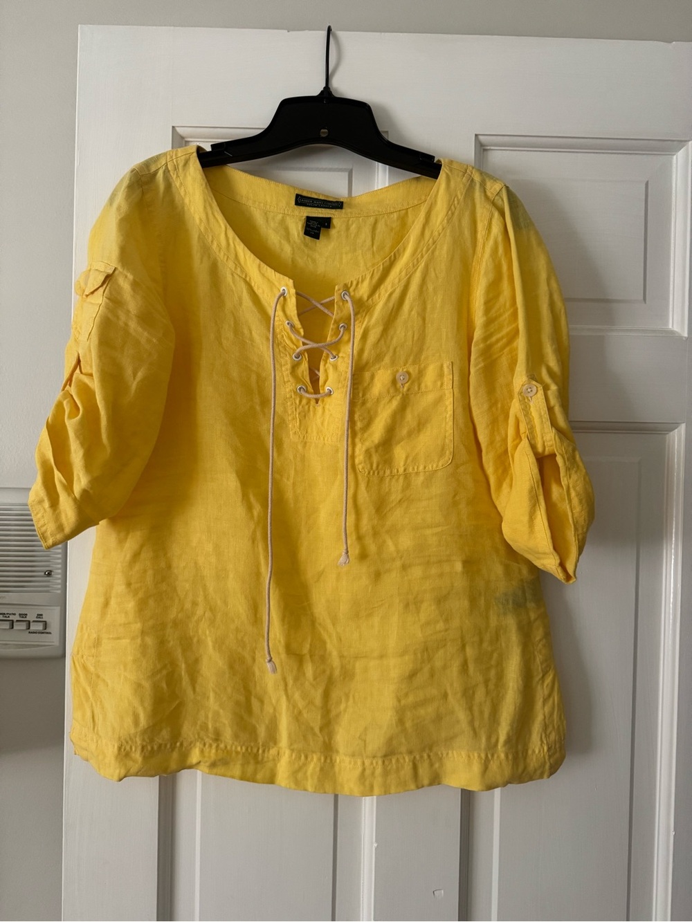 RL Yellow 100%Linen Women's Top